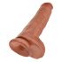 King Cock 11 - dildo cu ventuză și testicule, 28 cm, culoare naturală închisă 