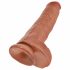 King Cock 11 - dildo cu ventuză și testicule (28cm) - culoare naturală închisă