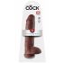 King Cock 11 - dildo cu ventuză și testicule, mare, 28 cm - maro 