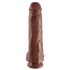 King Cock 11 - dildo cu ventuză și testicule, mare, 28 cm - maro 