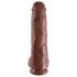 King Cock 11 - dildo cu ventuză și testicule, mare, 28 cm - maro 