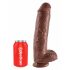 King Cock 11 - dildo mare cu ventuză și testicule (28 cm) - maro