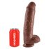 King Cock 11 - dildo cu ventuză și testicule, mare, 28 cm - maro 