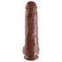 King Cock 11 - dildo mare cu ventuză și testicule (28 cm) - maro