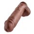 King Cock 11 - dildo cu ventuză și testicule, mare, 28 cm - maro 