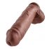 King Cock 11 - dildo cu ventuză și testicule, mare, 28 cm - maro 