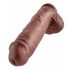 King Cock 11 - dildo mare cu ventuză și testicule (28 cm) - maro