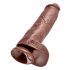 King Cock 11 - dildo cu ventuză și testicule, mare, 28 cm - maro 