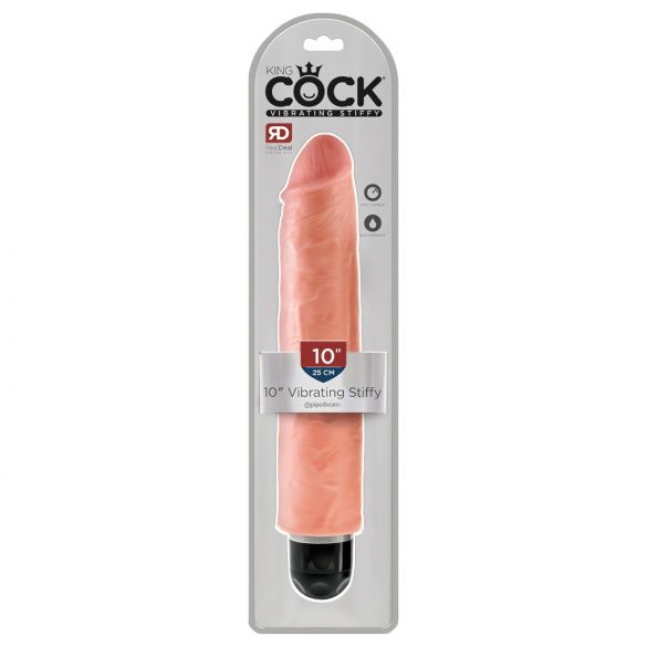 King Cock 10 Stiffy - vibrator realist, impermeabil (25cm) - culoare naturală