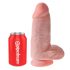 King Cock 9 Chubby - dildo cu ventuză și testicule (23 cm) - natural 