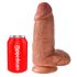 King Cock 9 Chubby - dildo cu ventuză, cu testicule (23cm) - culoare naturală închisă 