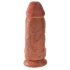 King Cock 9 Chubby - dildo cu ventuză, cu testicule (23cm) - culoare naturală închisă 