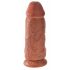 King Cock 9 Chubby - dildo cu ventuză, cu testicule (23cm) - culoare naturală închisă 