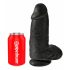 King Cock 9 Chubby - Dildo ventuză cu testicule (23cm) - negru