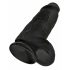 King Cock 9 Chubby - Dildo ventuză cu testicule (23cm) - negru