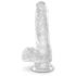 King Cock Clear 6 - dildo mic cu ventuză și testicule (15cm) 