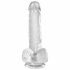 King Cock Clear 6 - dildo mic cu ventuză și testicule (15cm) 