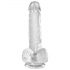 King Cock Clear 6 - dildo mic cu ventuză și testicule (15cm) 