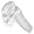 King Cock Clear 6 - dildo mic cu ventuză și testicule (15cm) 