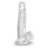 Dildo Clar King Cock 7 cu ventuză și testicule (18cm) 