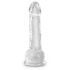 Dildo Clar King Cock 7 cu ventuză și testicule (18cm) 