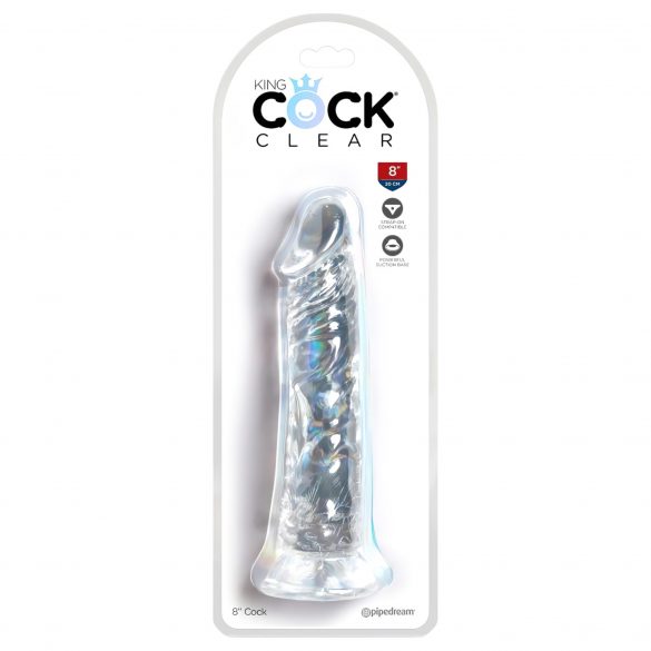 King Cock Clear 8 - dildo mare cu bază cu ventuză (20cm)