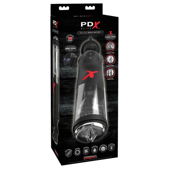 PDX Mega-Bator - masturbator rotativ și oscilant cu acumulator (negru)