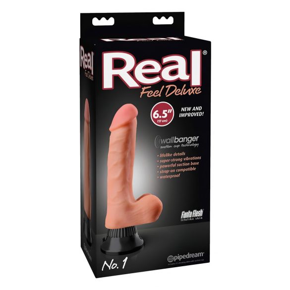 Real Feel Deluxe No.1 - vibrator realist cu testicule (culoare naturală)