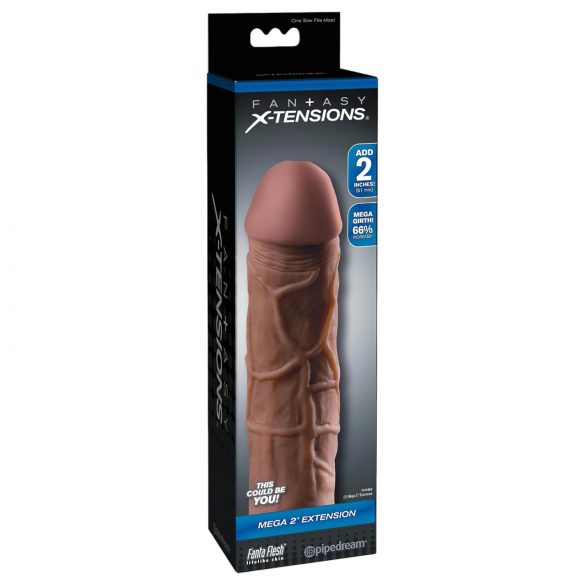 X-TENSION Mega 2 - prelungitor de penis realist (20,3cm) - natur inchis 