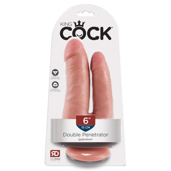 King Cock Dublu Penetrator - dildo dublu realist (natural) 