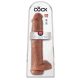 King Cock 15 - dildo gigant cu ventuză și testicule, 38 cm, culoare naturală închisă 