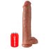 King Cock 15 - dildo gigant cu ventuză și testicule (38cm) - culoare închis natural