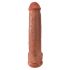 King Cock 15 - dildo gigant cu ventuză și testicule, 38 cm, culoare naturală închisă 