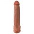 King Cock 15 - dildo gigant cu ventuză și testicule (38cm) - culoare închis natural