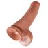 King Cock 15 - dildo gigant cu ventuză și testicule, 38 cm, culoare naturală închisă 