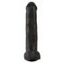 King Cock 15 - dildo cu bază cu ventuză și testicule (38 cm) - negru