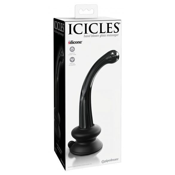 Dildou de sticlă pentru punctul G și P Icicles No. 87 - negru 