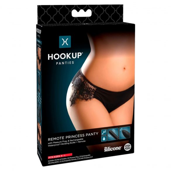 Set chiloți vibratori HOOKUP Princess - negru, cu baterie 