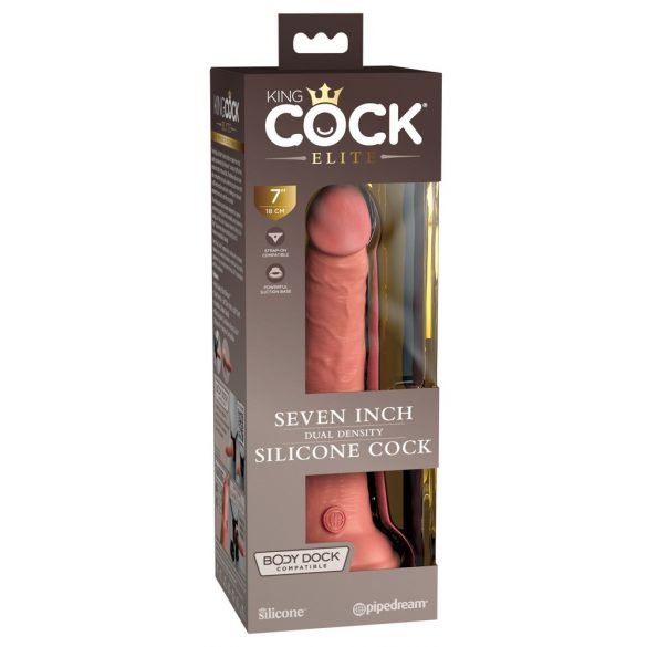 Dildo Realist King Cock Elite 7 cu Ventuză, 18cm - Natural 