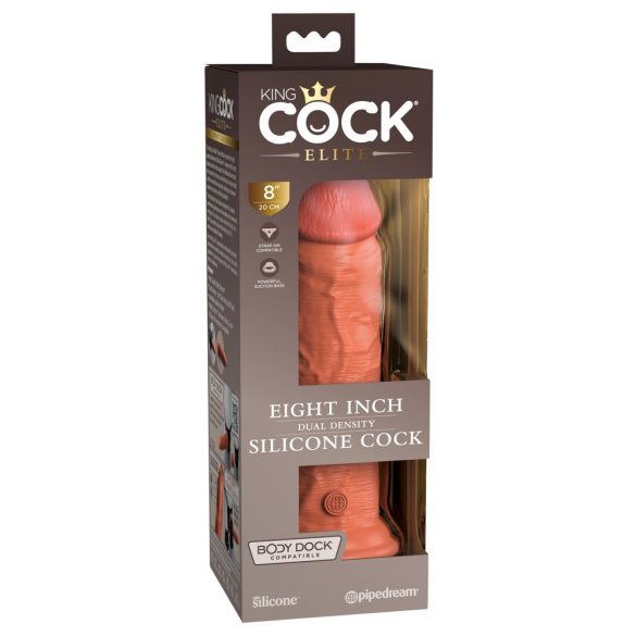 King Cock Elite 8 - dildo realist cu ventuză (20cm) - maro închis 