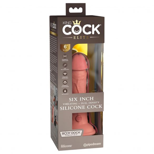 Elite Cock 6 - vibrator realist cu ventuză (15cm) - natural 