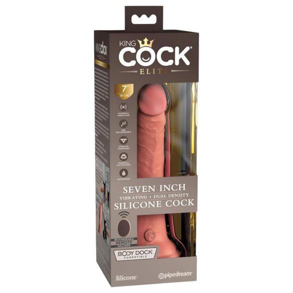 Elite Cock 7 - vibrator cu ventuză și radio, 18cm - natural 