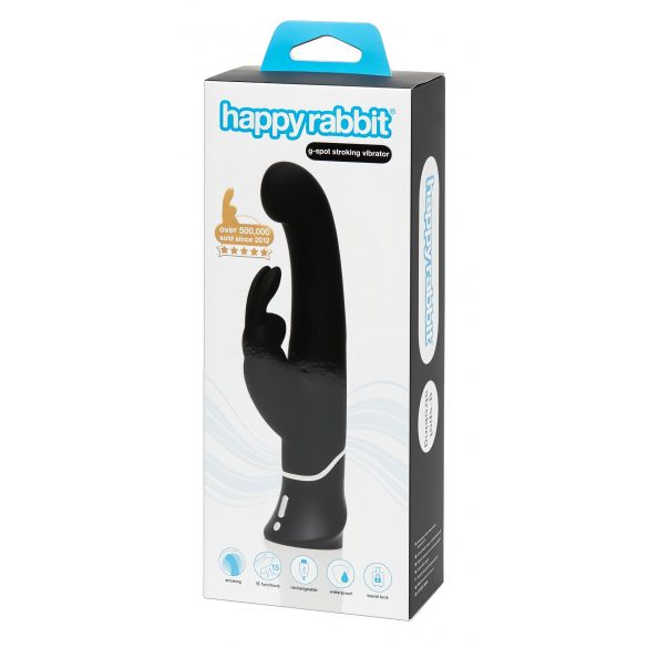 Vibrator pentru punctul G Happyrabbit - cu acumulator și braț pentru clitoris (negru) 