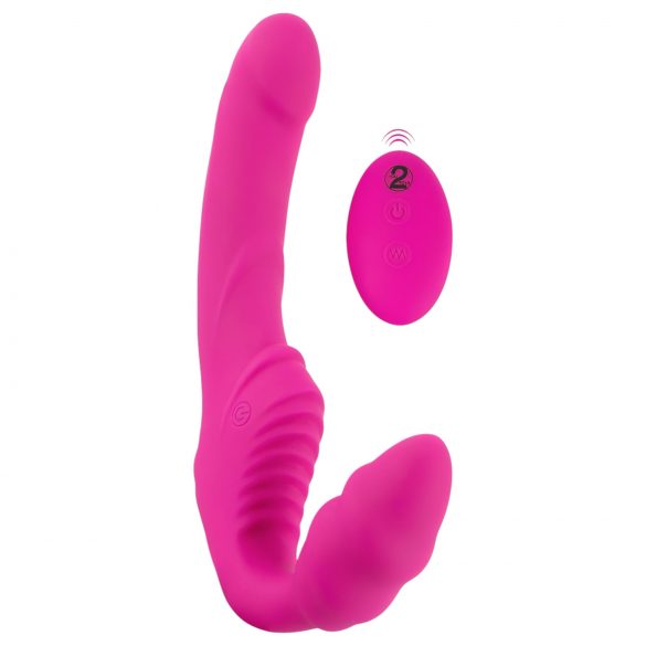 Strap-On fără bretele - vibrator cu fixare (roz)