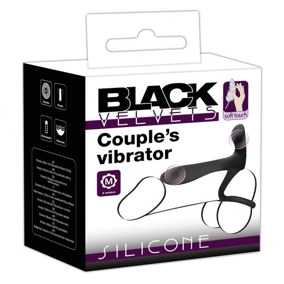 Black Velvet - vibrator și inel penian 2în1 cu acumulator pentru cupluri (negru)