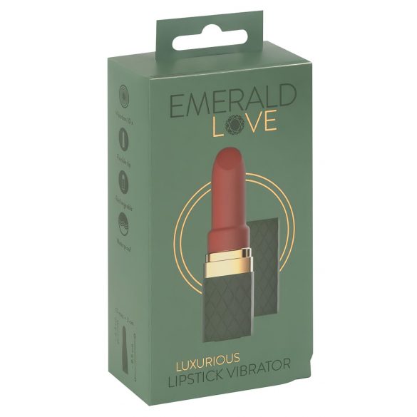 Emerald Love - vibrator cu aspect de ruj, reîncărcabil și rezistent la apă (verde-bordo)