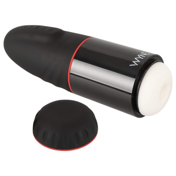 WYNE 02 - masturbator cu acumulator, vibratii si suptie (negru-alb) 