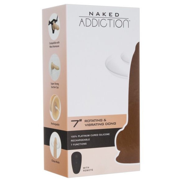 Vibrator Rotativ Naked Addiction 7 - acumulator inclus (18cm) - natural 