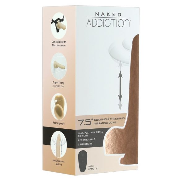 Vibrator Naked Addiction cu funcție de împingere, 19 cm - natural 