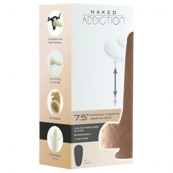 Vibrator Naked Addiction cu funcție de împingere, 19 cm - natural 